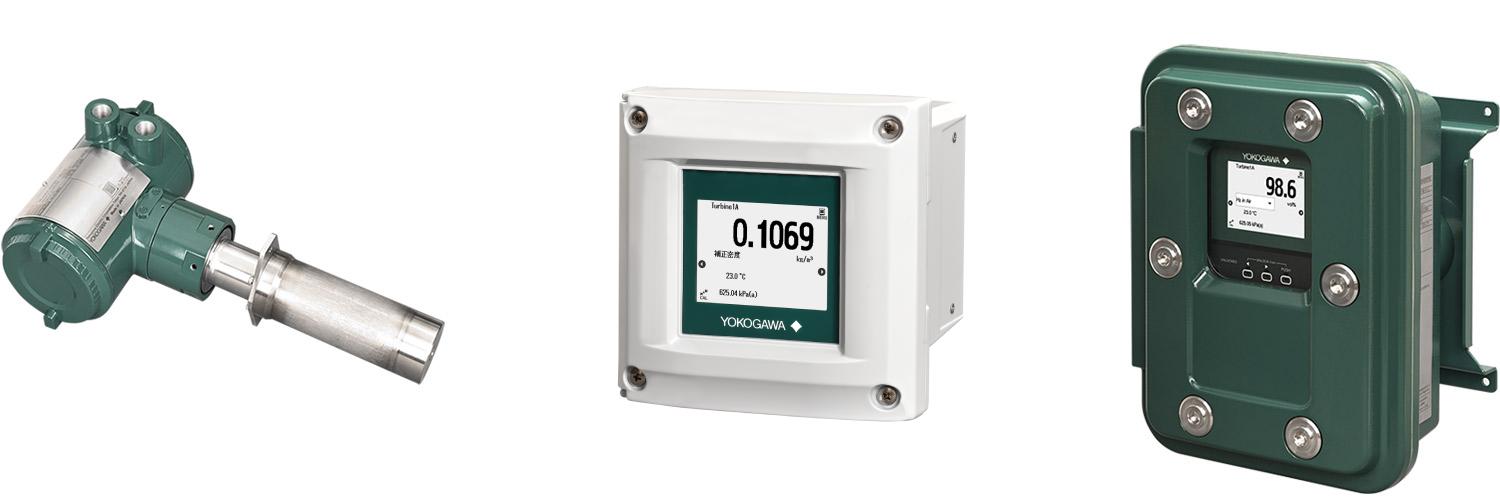 「OpreX Gas Density Meter」左から、ガス密度計検出器GD80、非防爆形ガス密度計変換器GD802G、防爆形ガス密度計変換器GD802S