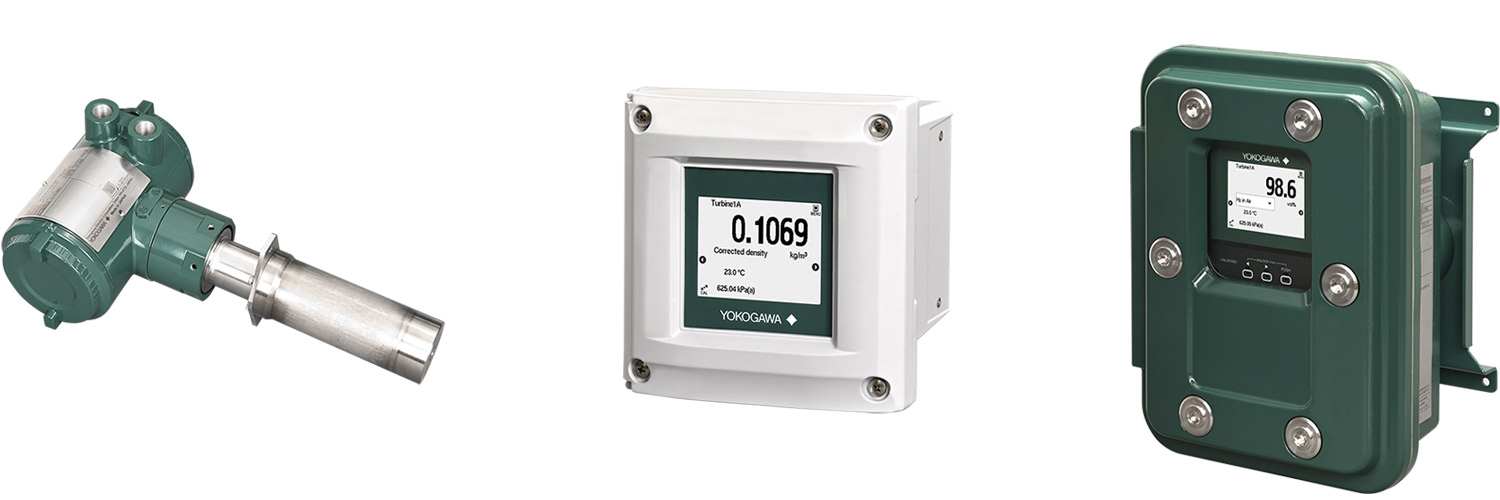 OpreX Gas Density Meter (From left) GD80 gas density meter detector, GD802G gas density meter converter, GD802S ex-proof gas density meter converter